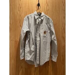 Vintage Polo Ralph Lauren Blair Blue White Striped Embroidered Shield Men's L